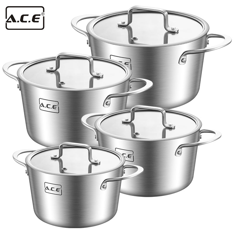 AS-T8 Superior 8-Piece Stainless Steel Stockpot Set