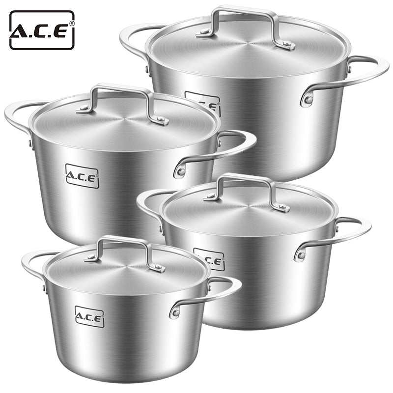 AS-H8 Superior 8-Piece Stainless Steel Stockpot Set