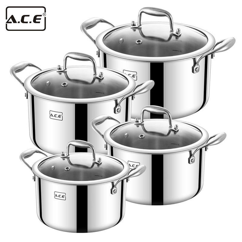 AE-T8 Eureka 8-Piece Stainless Steel Stockpot Set