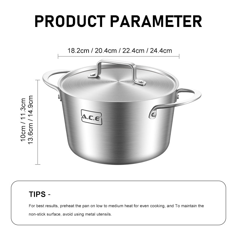 AS-H8 Superior 8-Piece Stainless Steel Stockpot Set