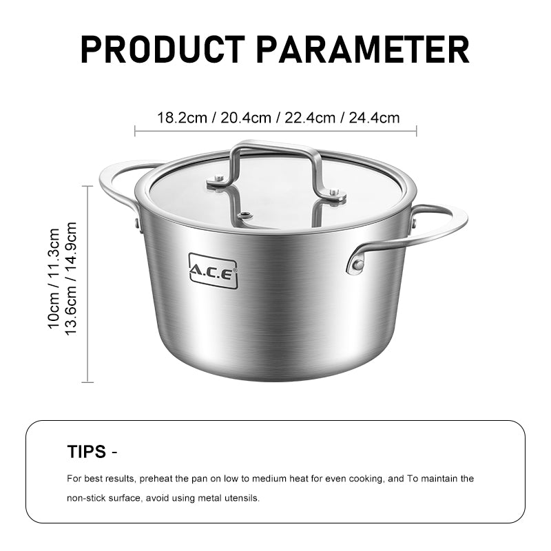 AS-T8 Superior 8-Piece Stainless Steel Stockpot Set