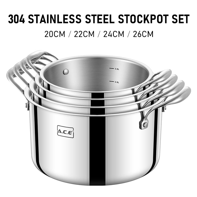 AE-T8 Eureka 8-Piece Stainless Steel Stockpot Set